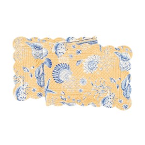 C&F Home 14" x 51" Taupe Shells Cotton Quilted Scalloped Reversible Machine Washable Table Runner - 1 of 3