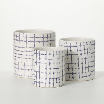 Sullivans 5", 5.5" & 6.5" Hatch Patterned Pot Set of 3, Multicolored