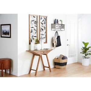 Traditional Leather Stool Brown - Olivia & May: Round Wood Frame, No Assembly, Spot Clean - 1 of 4