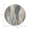Beige And Denim Blue Abstract Washable Indoor Outdoor Area Rug - 3 of 4