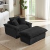 Pexfix 55 In. W Modern Cushioned Corduroy Single Seat Sofa With Pillows and Footrest Lounge Chair for Living Room Bedroom Apartment Office Black - 4 of 4