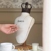 Slickblue Resin Neck Form Jewelry Holder with Metal Crown, 15 in Tall Tabletop Display, White and Brown - 3 of 4