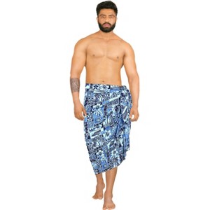 LA LEELA Men's Beach Cover Up Swim Sarong Wraps One Size Sky Hibiscus - 1 of 4