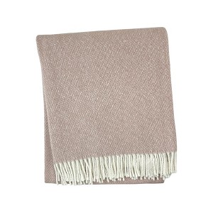 HomeRoots 55" X 70" Dusty Rose And White Cotton Blend Woven Herringbone Plush Throw Blanket with Fringe - 1 of 4