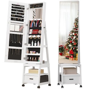 360° Swivel Jewelry Cabinet, 66'' Freestanding Jewelry Armoire With Bottom Drawer - 1 of 4