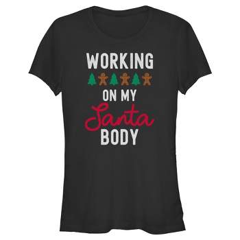 Juniors Womens Lost Gods Working On My Santa Body T-Shirt