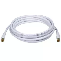 Monoprice Video Cable - 10 Feet - White | RG6 Quad Shield CL2 Coaxial Cable with F Type Connector
