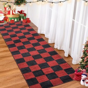 Christmas Checkerboard Area Rugs for Living Room Bedroom Xmas Festival Decorations Rugs Soft Foldable Accent Rug - 1 of 4