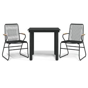 vidaXL Patio Dining Set Conversation Set with Coffee Table Black PVC Rattan - 31.5" Table Length 2 Items - 1 of 4