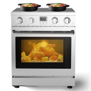 30-Inch Freestanding Electric Range with Convection Oven and 4-Burner Cooktop, Stainless Steel Finish - 1 of 4
