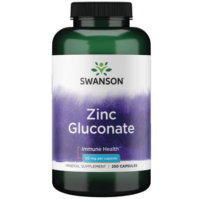 Swanson Zinc Gluconate 50 mg, 250 Capsules.