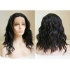 Unique Bargains Women's Halloween Medium Long Fluffy Curly Wavy Lace Front Wigs with Wig Cap 12" Black 1PC - image 3 of 4