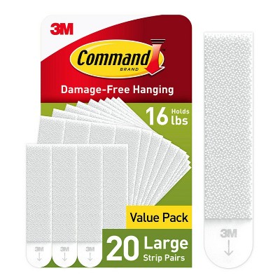 Command 20 Pairs Large Picture Hanging Strips Decorative Hooks
