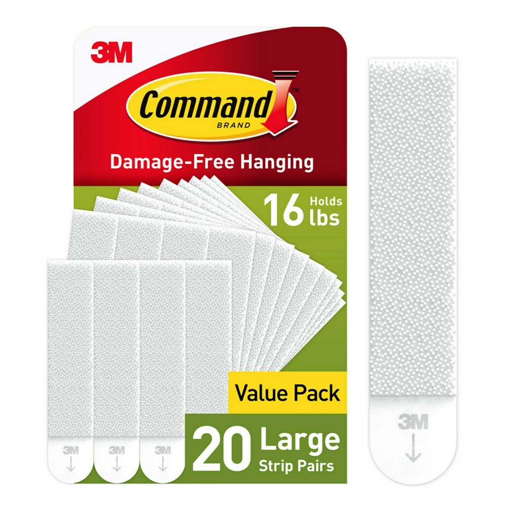 Command 20 Pairs Large Picture Hanging Strips Decorative Hooks