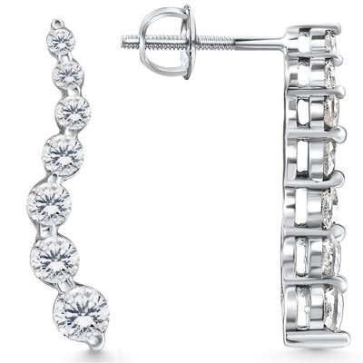 Pompeii3 1ct Diamond Journey Earrings 14K White Gold 1" Tall