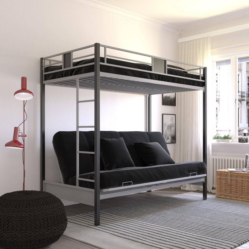 Twin Over Futon Maxence Kids&#39; Metal Bunk Bed Silver/Black - Room &#38; Joy, 5 of 11