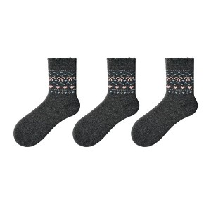 Anna-Kaci Women's 3-Pair Pack Crew Socks with Heart and Bow Pattern Knit Design Perfect for Gifting and Everyday Wear - 1 of 4