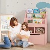 Vynxaria Kids Bookcase - Multi-Shelf Rack Organizer with Storage Drawer for Books and Toys in Pink for Playroom - 2 of 4