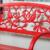 Evergreen Cardinals Metal Garden Bench, Red - 4 of 4