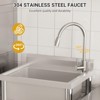 Freestanding Stainless Steel Utility Sink 24x20x41", Single Bowl, Hot & Cold Faucet, Adjustable Legs, Rapid Drainage, Built-in Knife Storage - 3 of 4