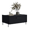 Coffee Table 15.6inH, 1 shelf, 4 legs, Black - 3 of 4