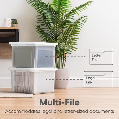 Clear Plastic Stackable File Organizer Box Set