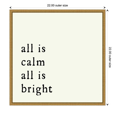 All is Calm All is Bright Gold Framed Canvas Print
