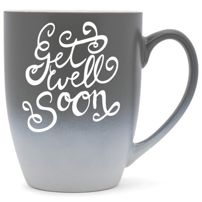 Elanze Designs Get Well Soon Two Toned Ombre Matte Gray and White 12 ounce Ceramic Stoneware Coffee Cup Mug