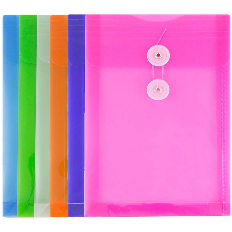 JAM Paper 6 1/4&#34; x 9 1/4&#34; 6pk Multicolor Plastic Envelopes, Button & String Tie, Secure Document Storage, 3 of 6