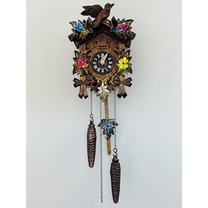 12-Melody Quartz Cuckoo Clock with Painted Flowers, Leaves & Bird 9 Inch By River City Clock - 1 of 4
