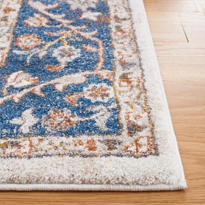 Ivory and Navy Rectangular Synthetic Area Rug, 5' x 7'