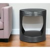 HomeRoots 20" Black Iron Round Floor Shelf End Table - 2 of 4