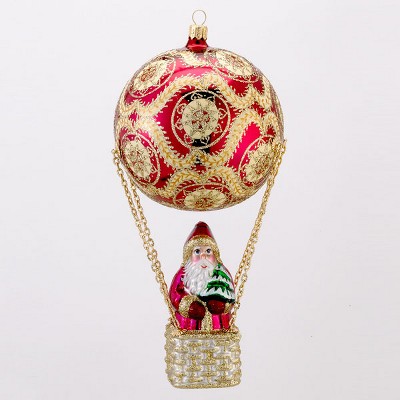 Kurt S. Adler David Strand Glass High Rise Barbarossa Santa in Balloon Christmas Ornament