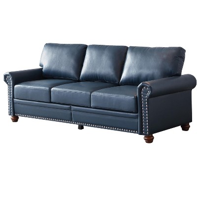 NicBex 82.68 Inch Faux Leather Storage 3-Seat Upholstered Sofa for Living Room,Small Space,Office,Apartment
