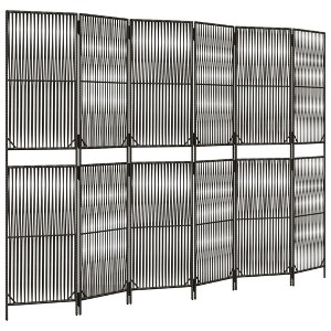 vidaXL Poly Rattan Room Divider, 6 Panels - Gray Privacy Screen for Indoor/Outdoor Use, 115.7" x 78.7" - 1 of 4