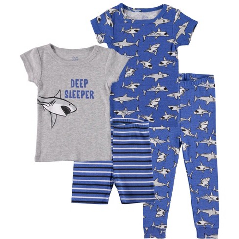 Cutie Pie Gender Neutral Toddler And Infant Pajama Sleeper Set Leggings  Matching Top 4 Pc Set Truck Grey Size 4t-deep Water Blue : Target