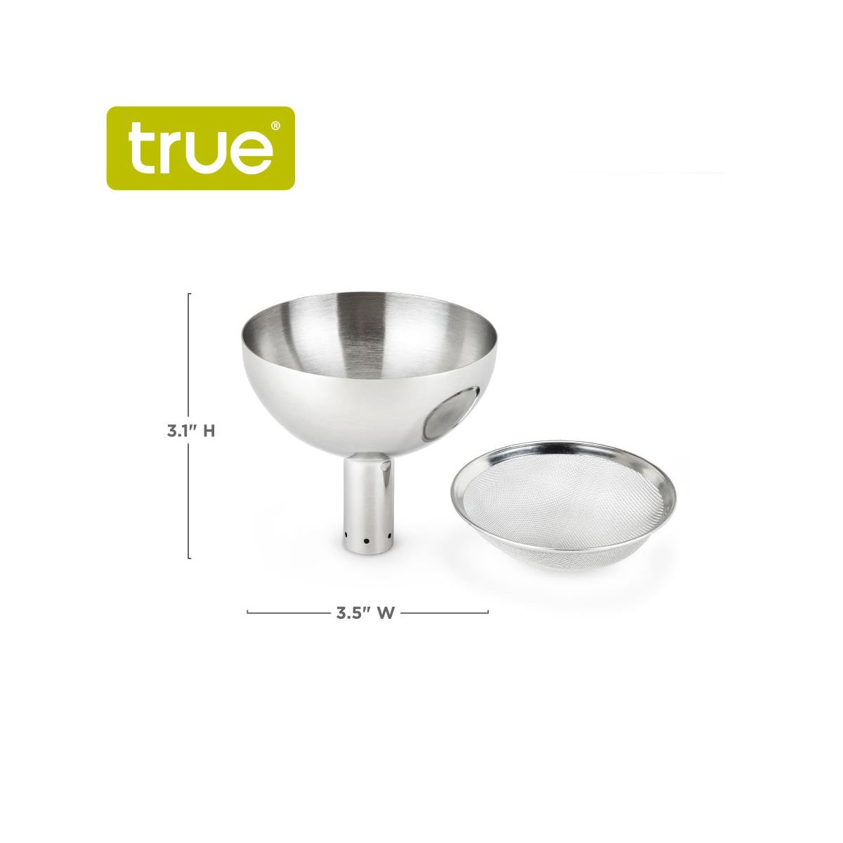 True Fountain Aerating Decanter Funnel and Mesh Strainer, Durable Stainless Steel, 2-Piece Set, Wine Aerator and Sediment Filter for Home Bar Gifts - thumbnail 4