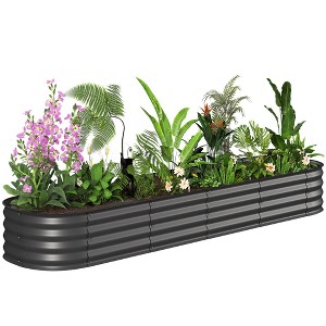 Outsunny Galvanized Raised Garden Bed Kit, Metal Planter Box with Safety Edging - 1 of 4