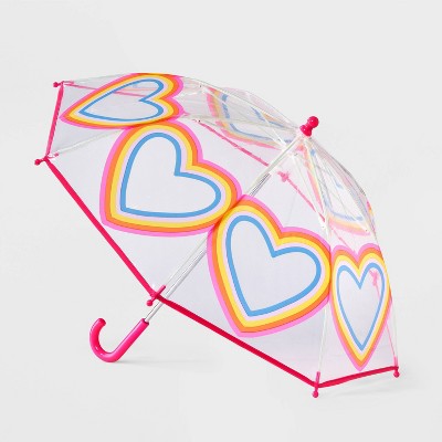 Toddler Girls' Heart Stick Umbrella - Cat & Jack™: Polyethylene Shell, Plastic Handle, Shapes Pattern