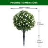 23.6" Artificial Rose Topiary Ball Trees with Ground Spike, UV Resistant Greenery Shrubs with Flowers, Fake Plants with Metal Stakes - 2 of 4