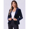 INSPIRE CHIC Women's Office Solid Shawl Collar Jetted Pockets One Button Velvet Blazer - 2 of 4