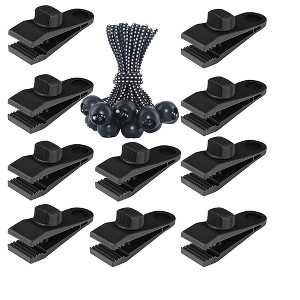Itopfox Heavy Duty Tarp Clips with Lock Grip, 20 Pack Shark Tent Fastener Clips, Pool Awning Cover Bungee Cord Clip, Car Cover Clamp for Secure Hold - 1 of 4