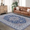 Vintage Washable Area Rug, Floral Medallion, Ultra Soft Accent Carpet for Living Room, Bedroom, Entryway, Non-Slip, Low-Pile - 2 of 4