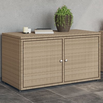 vidaXL Garden Storage Cabinet Beige PE Rattan 41.3 in x 21.7 in x 23.8 in