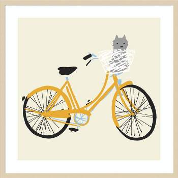33" x 33" A Bicycle Made for Two Dog by Jenny Frean Wood Framed Wall Art Print - Amanti Art