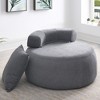 Garvee 32" Modern Round Chair with Pillow Soft Skin-Friendly Chenille Fabric Leisure Chair for Living Room Bedroom Home Office Light Gray - 2 of 4
