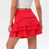 Womens Tennis Skirts Athletic Skirts Sports Ruffled Skorts with Bulit in Shorts Waist Back Zip Pockets,Red - 2XL - 2 of 4