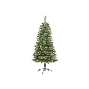 5ft. Slim Snow Tip Pine Artificial Christmas Tree with 298 Branches – Compact Seasonal Holiday X-Mas Tree - 1 of 4