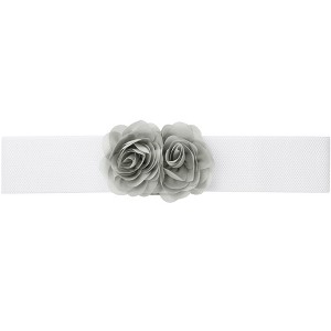 INSPIRE CHIC Women's Large Chiffon Rose Double-Flower Elastic Stretch Wide Corset Waist Belt 1 Pc - 1 of 4