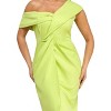 Slickblue Women's Off Shoulder Twist Front Midi Dress, Tulip Skirt, Party Dress, Lime, Size S-L - 3 of 4